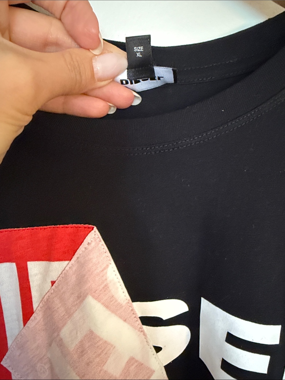 Diesel Black Short-Sleeve Logo Tee with Red & White Graphic - Picture 2 of 4